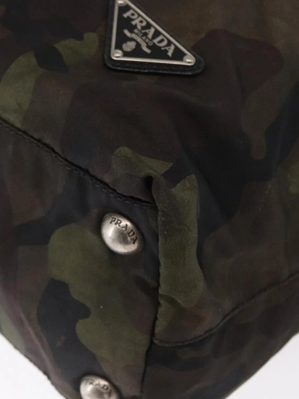 PRADA Camouflage Tote Bag Nylon Khaki Auth gh1628 - Picture 3 of 16
